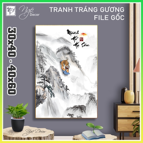 Tranh Tráng Gương MÃNH HỔ HẠ SƠN chế hài hước CAO CẤP