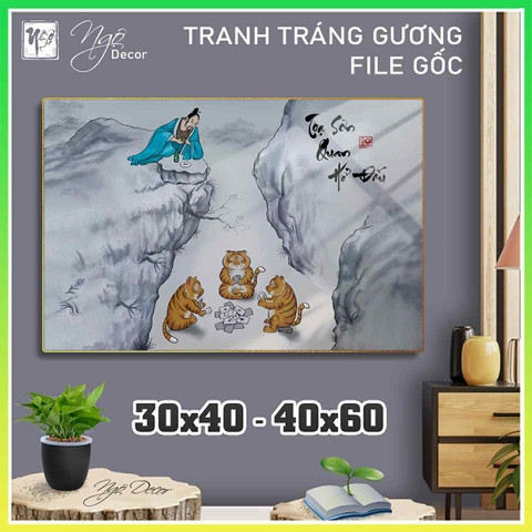 Tranh Tráng Gương TOẠ SƠN QUAN HỔ ĐẤU chế hài hước CAO CẤP - TRANH NGANG