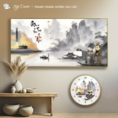 Tranh Tráng Gương GIA CÁT LƯỢNG - LƯU BỊ HẠT NHÂN chế hài hước CAO CẤP (Mẫu 2)