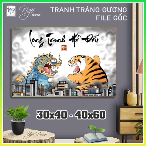 Tranh Tráng Gương LONG TRANH HỔ ĐẤU chế hài hước CAO CẤP - MẪU 3
