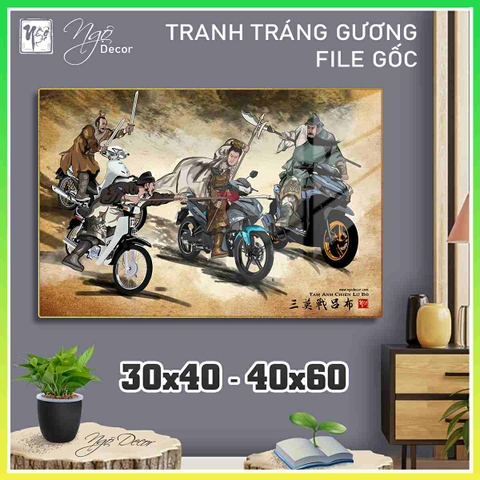 Tranh Tráng Gương TAM ANH CHIẾN LỮ BỐ chế hài hước CAO CẤP - MẪU 1