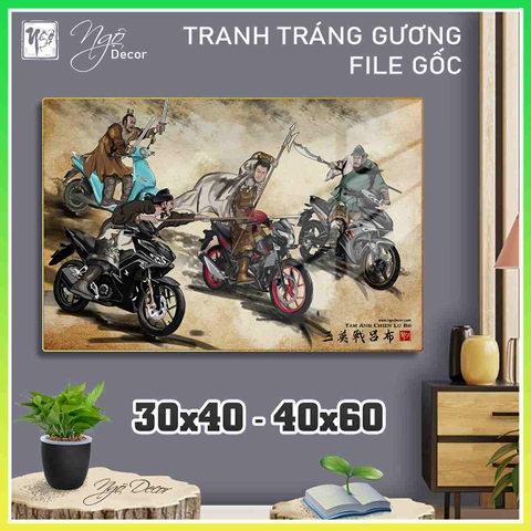 Tranh Tráng Gương TAM ANH CHIẾN LỮ BỐ chế hài hước CAO CẤP - MẪU 2