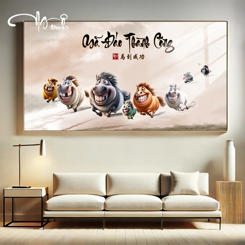 Tranh Tráng Gương MÃ ĐÁO THÀNH CÔNG - MÃI DELL THÀNH CÔNG - KHÁ MÃ chế hài hước CAO CẤP - MẪU 4