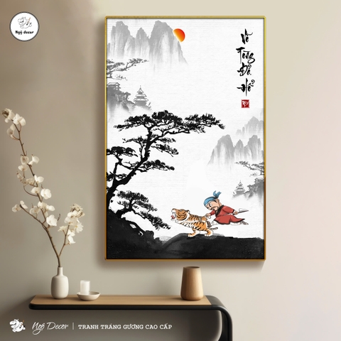 Tranh Tráng Gương VÕ TÒNG ĐẢ HỔ chế hài hước CAO CẤP (Mẫu 2)