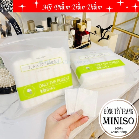 Bông Tẩy Trang Miniso Nhật Bản 180 Miếng Thấm Hút Tốt