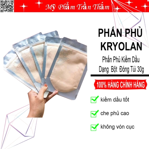 Phấn phủ bột dạng túi Kryolan dành cho makeup 30g dễ dàng mang đi