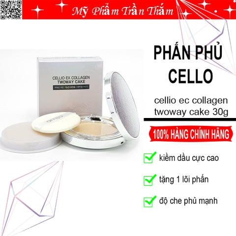 Phấn Phủ Siêu Mịn 2 Lõi Colagen Celio - Tặng Kèm 1 Lõi Phấn ⭐ CÓ VIDEO HÀNG THẬT DO SHOP TỰ QUAY ⭐