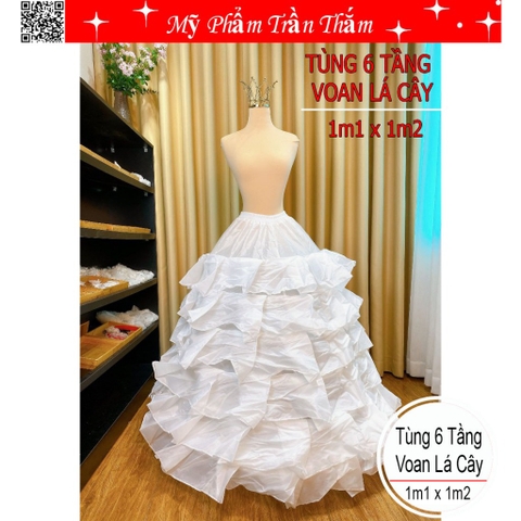Tùng cô dâu váy xòe 6 tầng rộng phù hợp cho váy cỡ vừa và to khung dẻo dễ dàng gấp gọn
