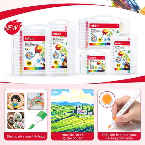 Bút Dạ Acrylic Đầu Cọ Infiart EMM9821