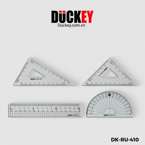 Bộ Eke DUCKEY 4 Chi Tiết DK-RU-410 – Bộ Thước Học Sinh Trong Suốt Độ Chính Xác Cao