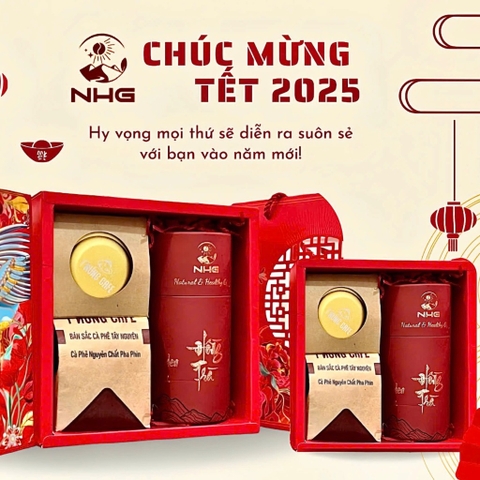 Set quà tặng Tết: Hồng trà Shan Tuyết + Cà phê/ Tặng kèm phin cà phê NHG