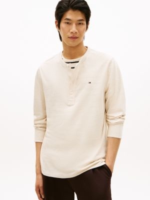 Long-Sleeve Henley T-Shirt Beige XM06505-HDV