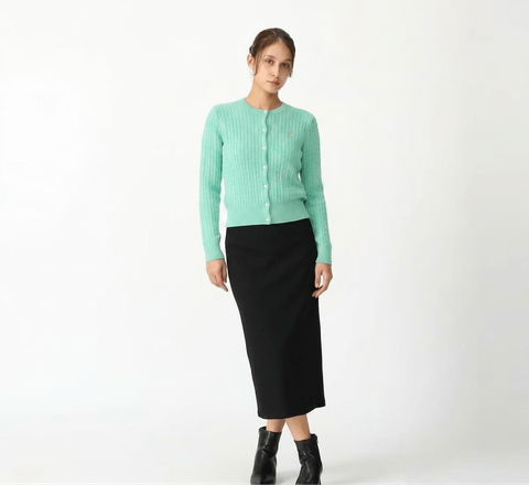 Polo Ralph Lauren Girls' 7-16 Mini-Cable Button Front Cardigan Mint Green 313543047503