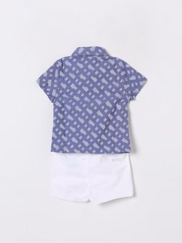 HUGO BOSS Baby Logo Cotton Shirt & Shorts Set Blue J52217