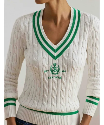 Ralph Lauren Cable-Knit Cricket Sweater Lauren Woman White/Stem 200P07026001