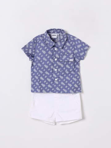 HUGO BOSS Baby Logo Cotton Shirt & Shorts Set Blue J52217