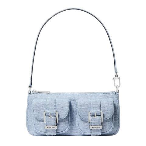 Michael Kors Zoe Small Denim Convertible Shoulder Bag Dk Chambray 32S5SZCU5C_422
