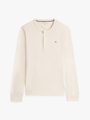 Long-Sleeve Henley T-Shirt Beige XM06505-HDV