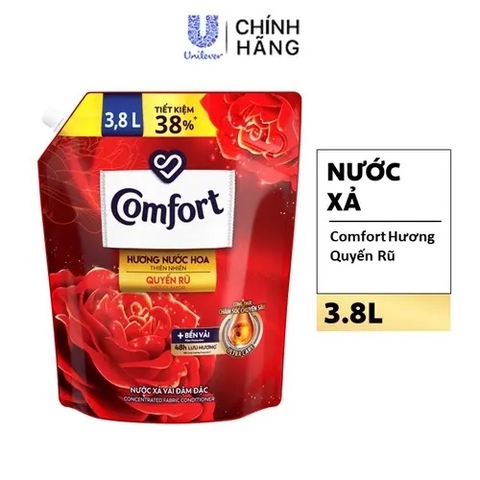 Nước xả vải Comfort 3.8 lít hương nước hoa thiên nhiên quyến rũ