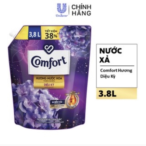Nước xả vải Comfort đậm đặc hương nước hoa thiên nhiên Diệu kỳ túi 3.7 lít