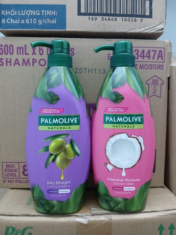 Dầu gội xả Palmolive dưỡng ẩm bổ sung 600ml (chai hồng) tinh chất sữa dừa