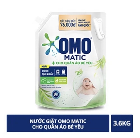 Nước giặt OMO Matic cho quần áo bé yêu 3.6 lít