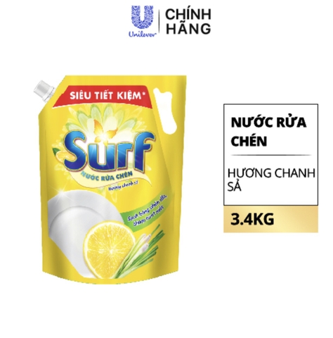 SURF nước rửa chén hương chanh sả 3.4kg