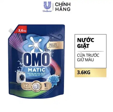 Nước giặt OMO Matic cửa trước giữ màu túi 3.6 lít