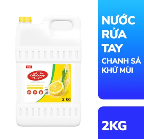 Nước rửa tay Lifebuoy can 2kg khử mùi hải sản hương chanh vàng và sả