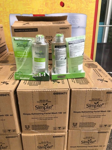 Sữa rửa mặt Simple Refreshing Facial Wash_ Lành tính sạch thoáng cho da nhạy cảm tuýp 150ml (tặng nước tẩy trang 200ml)