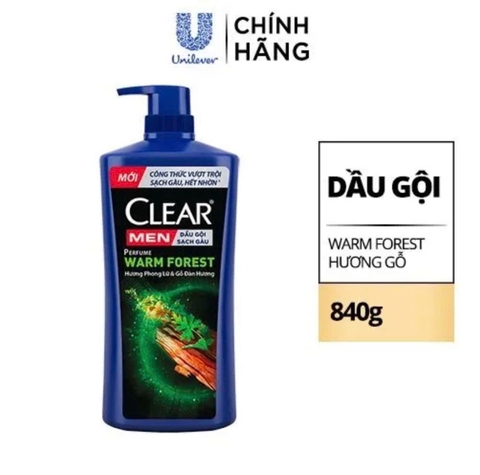 Dầu Gội Sạch Gàu CLEAR Men 840g Perfume Warm Forest - Hương Phong Lữ Và Gỗ Đàn Hương