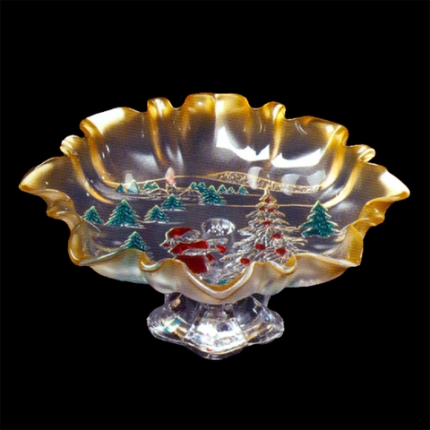 Đĩa có chân hình cô bé trang trí cây thông Noel 25cm Walther-Glas: Weihnachtstraum color gold-1205041