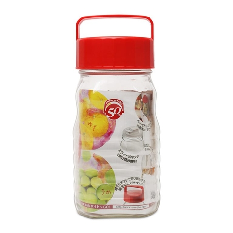 Lọ, bình thủy tinh ngâm, đựng thực phẩm 1,2 lít nắp đỏ 2 lớp nắp Nhật Bản Aderia