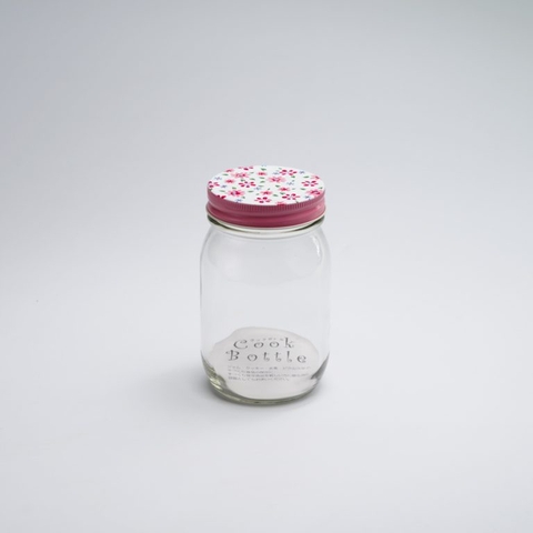 Lọ đựng gia vị, đồ khô thủy tinh nắp hợp kim màu hồng chống gỉ 450ml Nhật Bản Aderia S-2033-H