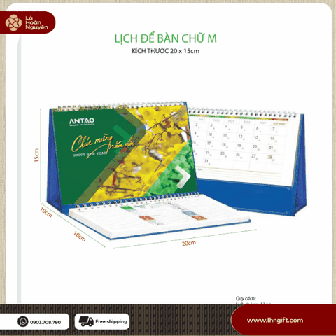 LỊCH ĐỂ BÀN CHỮ M