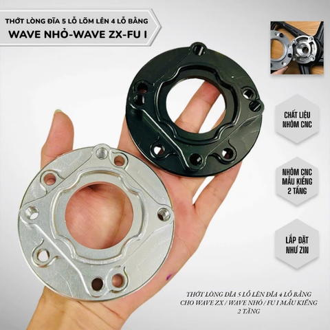 Thớt lòng CNC đùm đĩa lõm 5 lỗ lên đĩa 4 lỗ bằng xe wave Zx, Wave nhỏ