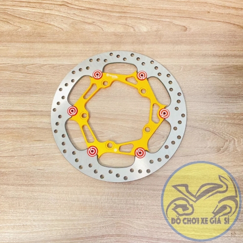 Đĩa thắng trước Ex 150/155 size 265mm 5 lỗ ( xài mâm zin ) mẫu BB v1 màu vàng