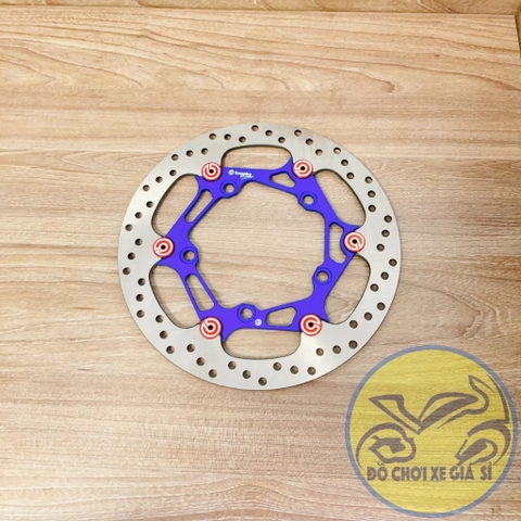 Đĩa thắng trước Ex 150/155 size 265mm 5 lỗ ( xài mâm zin ) mẫu BB v1 màu xanh