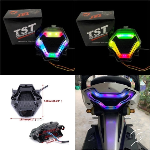 Đèn Hậu TST V2 Exciter 150 Hiệu Ứng Audi Đổi Màu Bằng nút Bluetooth