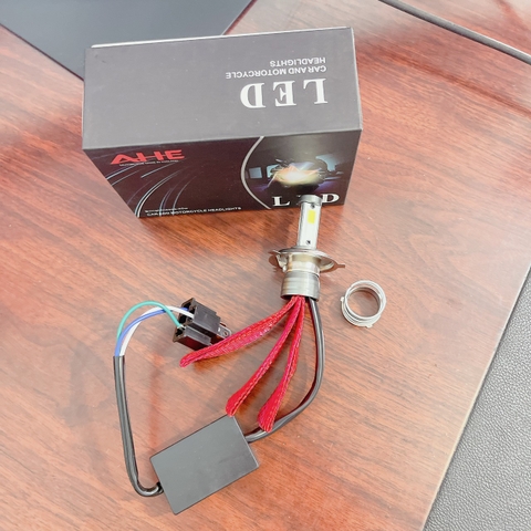 LED pha H4 siêu sáng 3 tim tản nhiệt đuôi công AC-DC 12v-24v 40w