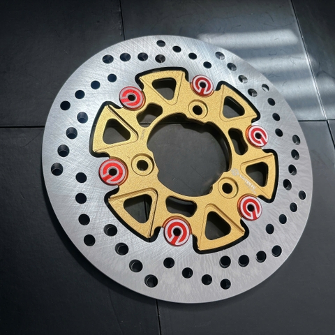 🚫 BÁN LẺ 🚫Đĩa Sau Raider Vành xéo Nút brembo VÀNG ĐỒNG 220mm mẫu NVM V2