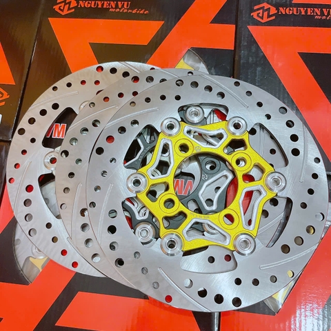 Đĩa thắng trước 4 lỗ 220mm 2 line hiệu NVM mẫu V5