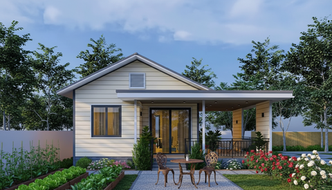 Nhà lắp ghép- Mẫu nhà vườn cấp 4 đẹp hiện đại tối ưu chi phí