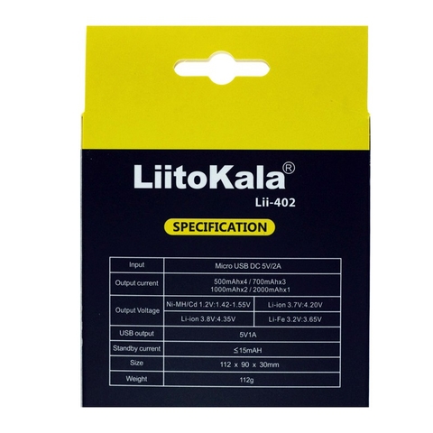 Bộ Sạc Pin Đa Năng LiitoKala Lii-402 Đầu USB Sạc Pin 1.2V/3.7V/3V/3.85V NiMH/Liion/LiFePo4
