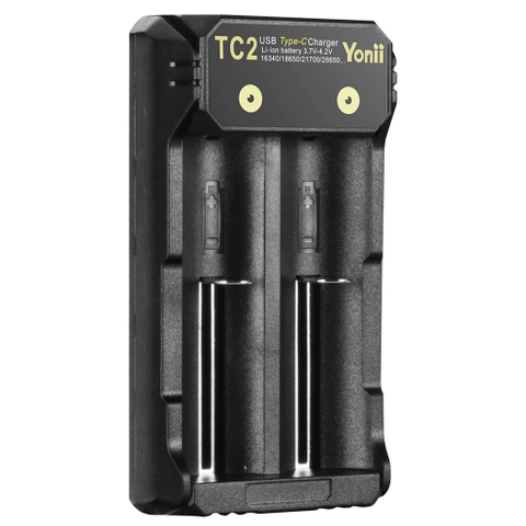 Sạc Đôi 2 Khe Yonii TC2 Sạc Pin Li-ion 3.7V 18650/21700/26650 Đầu Vào USB Type C