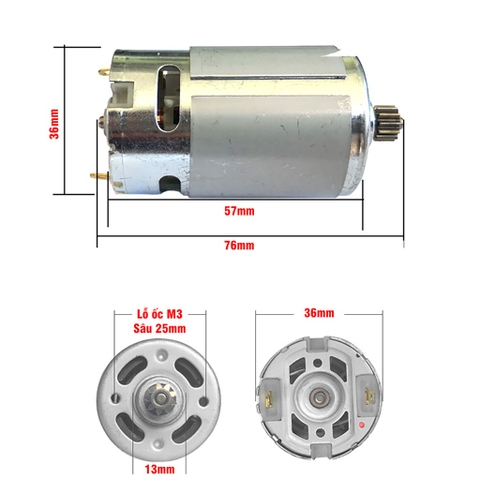 Động Cơ DC RS 550 21V 11/12 Răng VITO Motor Thay Thế Máy Khoan Pin