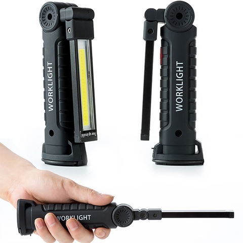 Đèn Pin WorkLight LED COB + XPE Sạc Pin Đa Năng, Đế Nam Châm