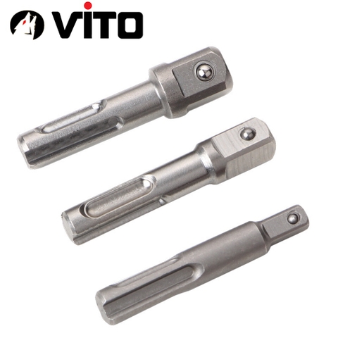 Set 3 Đầu Chuyển Chân SDS Plus Máy Khoan Bê Tông Sang Đầu Bulong 1/4" 3/8" 1/2" VITO