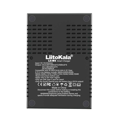 Bộ Sạc Pin Liitokala Lii-M4 Đa Năng Test Dung Lượng Nguồn Vào 5V USB