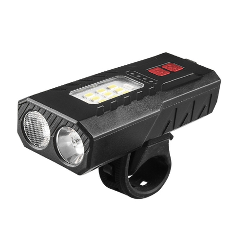 Đèn Pin Xe Đạp 2 LED T6 Thể Thao + LED Báo Hiệu, Có Cổng Sạc Cho Điện Thoại